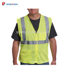 China OEM Economy Yellow Fluorescent Safety Vest High Visibility Polyester Roadway Work Waistcoat With Hoop&Loop Closure Pockets